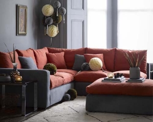 Big Softie Corner Group in Linara Gunmetal and Linara Gingersnap