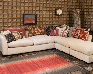 Hambledon Corner Sofa in Fisher Ivory with Contrasting Scatters