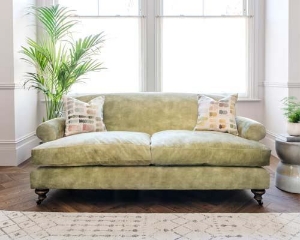 Hampton 3 Seater Sofa in Lovely Velvet Celery