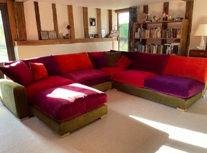 Stockbridge Corner Sofa & Footstool in Omega Velvet Mix