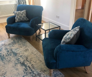 Holmfirth Chairs in Destino Easy Clean Velvet Teal