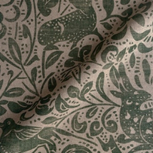 V&A Drawn From Nature - Bird and Rabbit: Dark Green