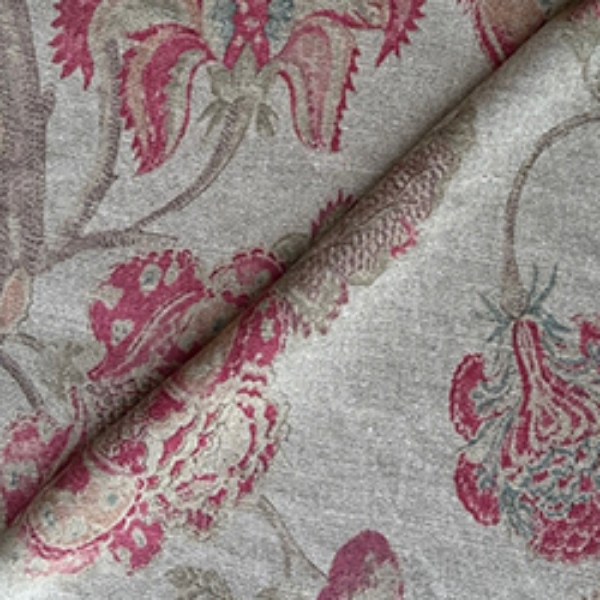 Fabric Floral Linen: Indienne T Rosso
