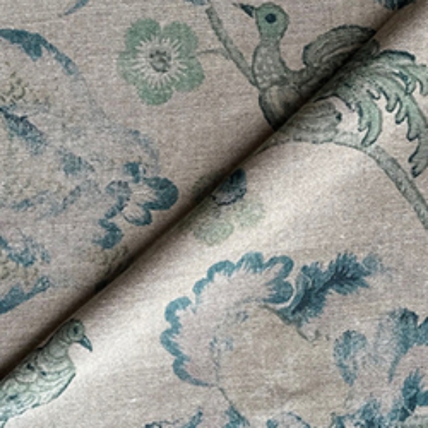 Fabric Floral Linen: L Oiseaux Tapestry