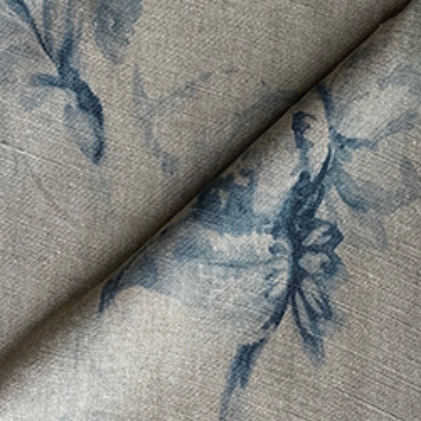 Fabric Floral Linen: Lela Mystery Indigo