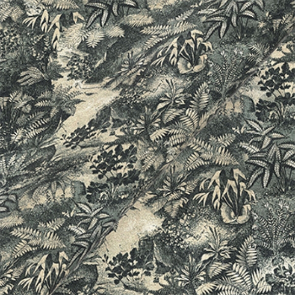 Exclusive Fabric RHS Botanicals on Velvet - Ferns Toile: Spruce