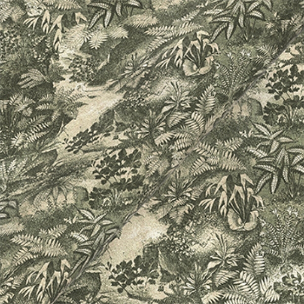 Exclusive Fabric RHS Botanicals on Velvet - Ferns Toile: Forest