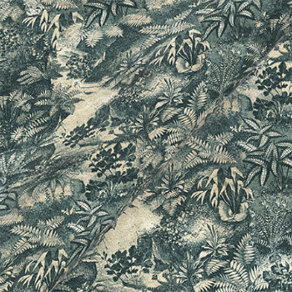 Exclusive Fabric RHS Botanicals on Velvet - Ferns Toile: Emerald