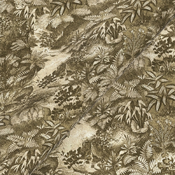 Exclusive Fabric RHS Botanicals on Velvet - Ferns Toile: Olive