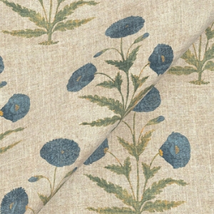 V&A Threads of India on Linen - Regal Poppy: Gentian