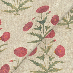 V&A Threads of India on Linen - Regal Poppy: Cardinal 