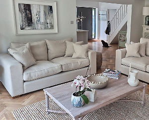 Saxmundham 3 Seater Sofas in Romo Linara Porridge