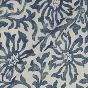 Spill Resistant V&A Floral Scroll: Midnight Blue