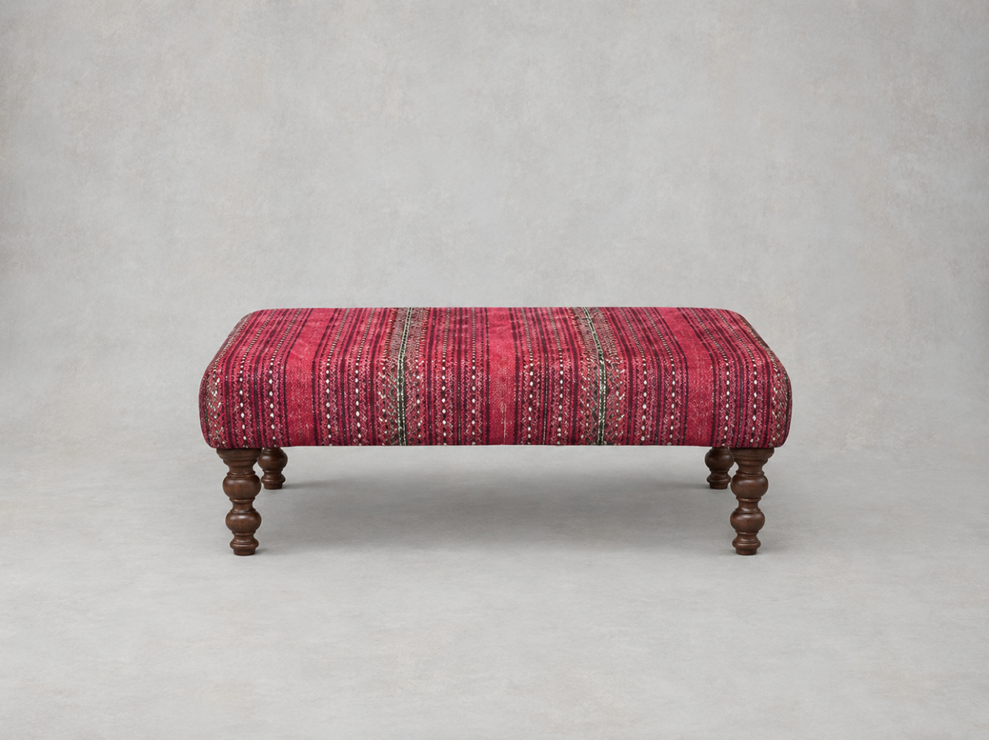 Outlet West Sussex: Porthallow footstool in TOI Opulent Velvet Andhra Weave Rouge