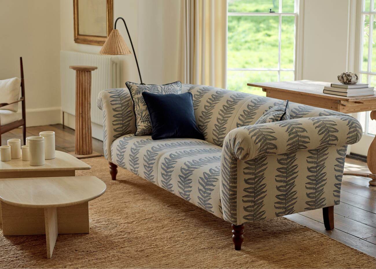 Exbury 3 seater sofa in Frond Stripe Large Storm