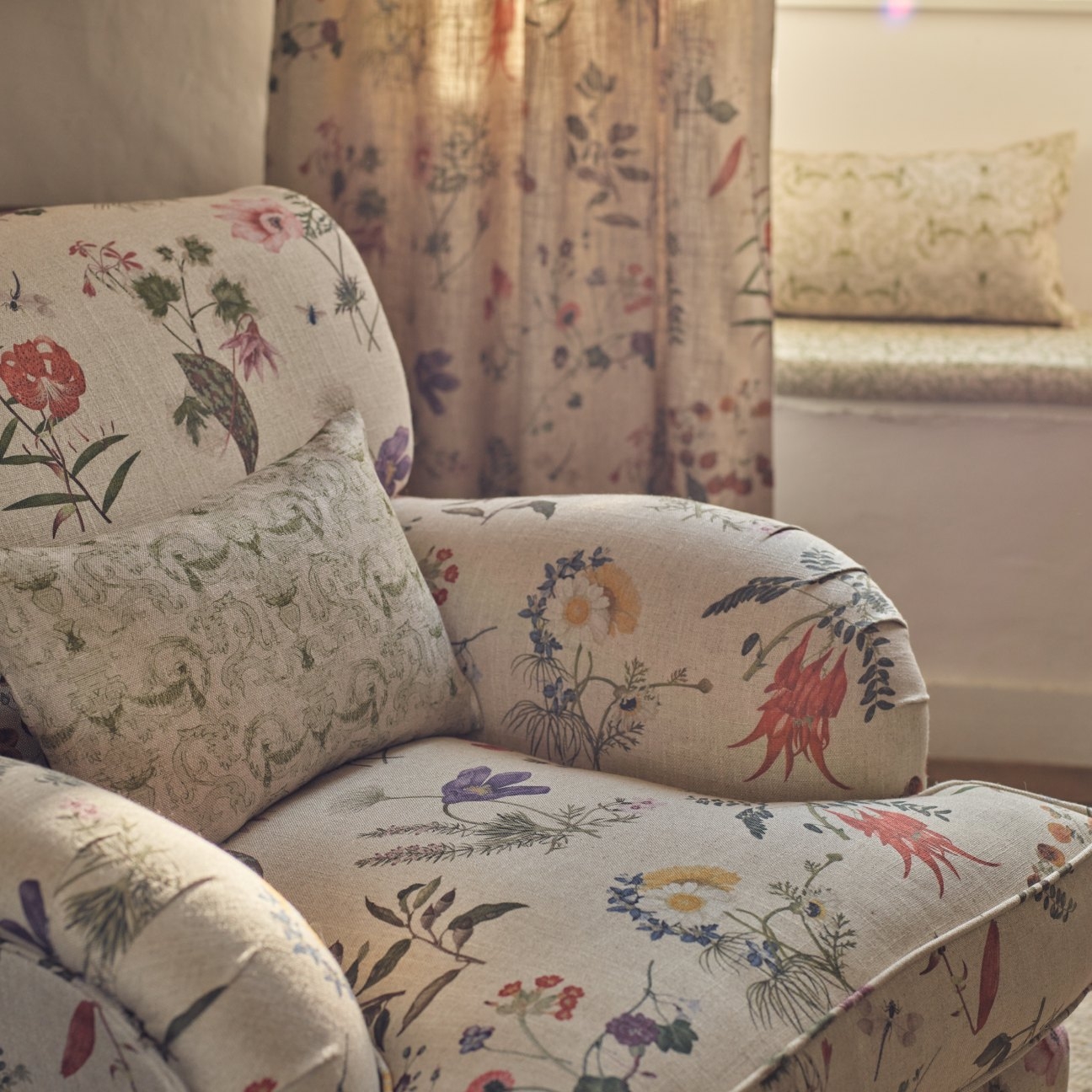 Kentwell Ladies Chair in RHS Collection on Velvet Caroline Maria Applebee Collage Wildflowers with fringe in Sophie Bullion Currant